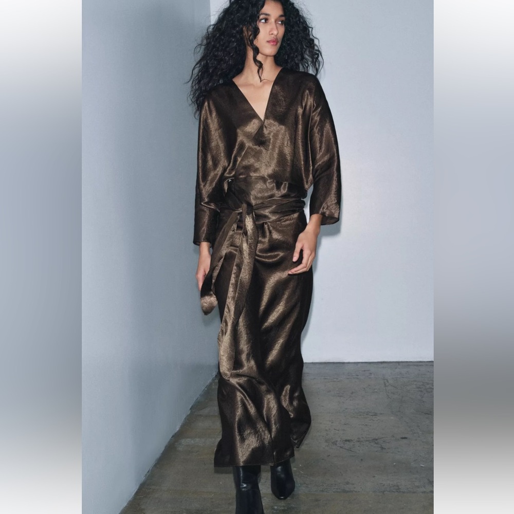 ZW COLLECTION SATIN EFFECT WRAP DRESS
